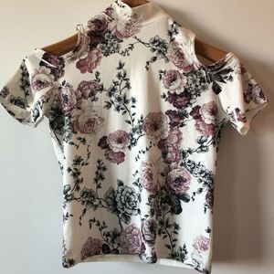 cold shoulder mock turtle neck crop top